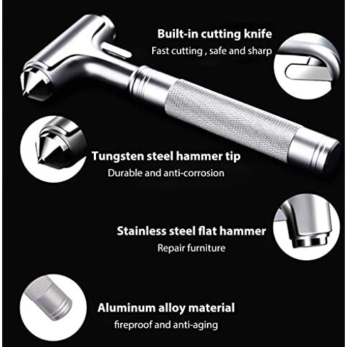 Zibuyu Car Glass Cutter Tool Gadgets 2 In 1 Car Glass Breaker With Seat Belt Cutter Car Safety Hammer Car Emergency Tools Car Mirror Window Breaker Car Safety Escape Tool Car Accessories - 1 Pcs
