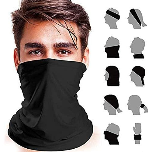 Homeistic Applience Men's And Women's Cotton Lycra Comfortable Summer Accessories Black Combo Offer (Cap, Arm Sleeves, Bandana Mask, Pack Of 3)