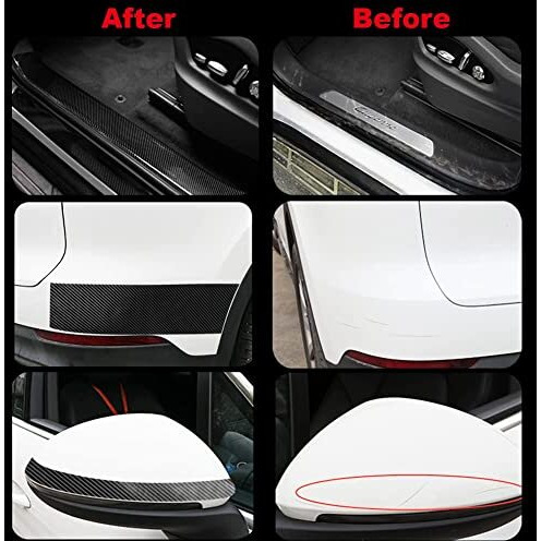 Fizont Carbon Fibre Rubber Scratch Tape Sticker High Gloss Entry Guard Protector Strip Anti-Scratch Tape For Bumper Door Sill Strips (5Cm X 5Meter) (Black)
