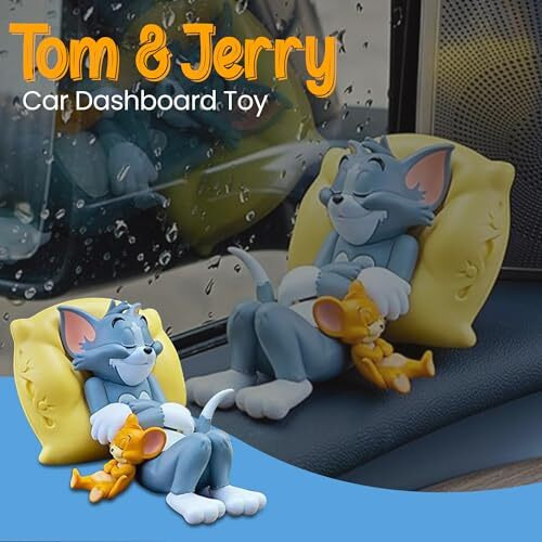 Homeaura Tom & Jerry Cute Interior Accessory - Adorable Dashboard And Tabletop Toy For Cars, Ideal Gift For Car Enthusiasts
