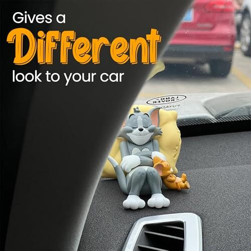 Homeaura Tom & Jerry Cute Interior Accessory - Adorable Dashboard And Tabletop Toy For Cars, Ideal Gift For Car Enthusiasts
