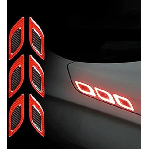 Us1984 Car High Intensity Reflective Stickers Car Side Marker Bumper Fender Safety Warning Sticker Universal Strong Reflective Warning Night Visibility 6 Psc (Red), Paper, Self Adhesive