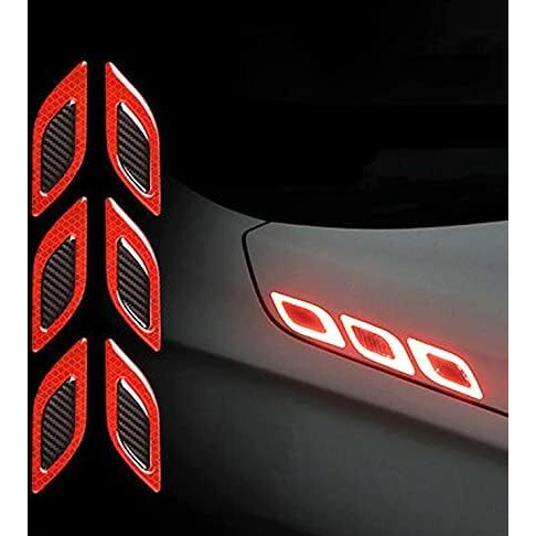 Us1984 Car High Intensity Reflective Stickers Car Side Marker Bumper Fender Safety Warning Sticker Universal Strong Reflective Warning Night Visibility 6 Psc (Red), Paper, Self Adhesive