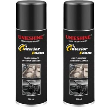 Unieshine Foam Car Interior Cleaner 500 + 500 Ml | Upholstery & Leather Cleaner | Advanced Foaming Formula For Car Seats & Interiors | Removes Tough Stains & Dirt