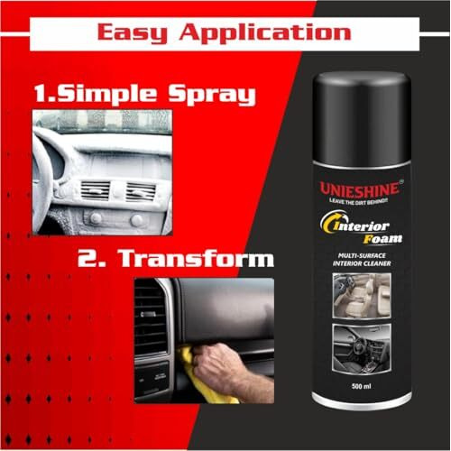 Unieshine Foam Car Interior Cleaner 500 + 500 Ml | Upholstery & Leather Cleaner | Advanced Foaming Formula For Car Seats & Interiors | Removes Tough Stains & Dirt