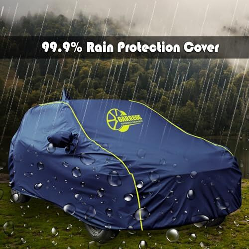 Garrege Waterproof Car Body Cover For Polo 100% All Weather Proof With Mirror & Antenna Packet & Full Bottom Elastic, Triple Stitching With 100% Nail Proof Cover Navy Blue