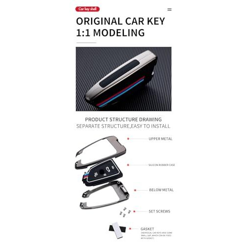 Coll Of Fest Metal Silicon Water-Proof Car Key Cover Compatible With Bmw Side Button 2023 New 7 Series 740I 760I X1 X7 Xm Ix I7, X5 4 Button Smart Key Special Feature Visible In Low-Light Condition