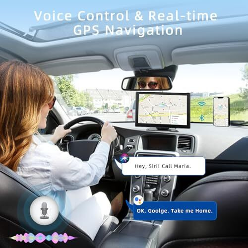 Plimpton Upgraded Portable Carplay For Android Auto Screen For Car, 9 Inch Ips Touch Screen Wireless Car Play Driveplay Multimedia Player With Rear Backup Camera, Voice Control, Fm, Gps, Mirror Link