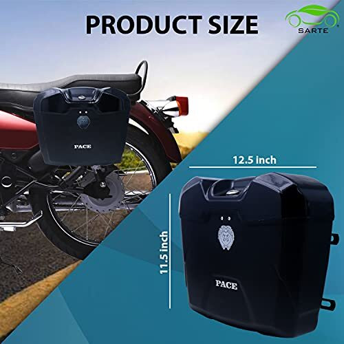 Sarte Pace Universal Motorcycles Cruiser Bike Luggage Storage Side Box Holder With Lock, Heavy Duty Plastic & Fitment Clamp Compatible With All Bikes (Glossy Black | Set Of 1)