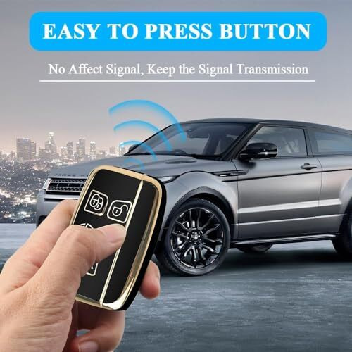 Shopoflux Tpu Car Key Cover Compatible For Jaguar & Range Rover Evoque Velar Discovery Lr4 Land Rover Sport Xf Xj Xe F-Pace F-Type 5 Button Smart Key - Black