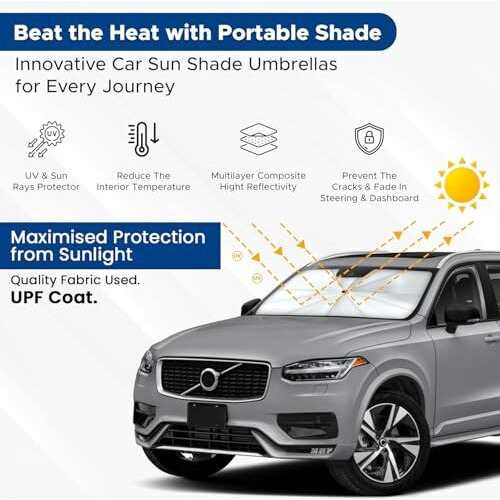 Allextreme 55''X31'' Car Sun Shade Windshield Cover Uv Block Protector, Foldable Auto Umbrella Sunshade For Front Window Heat Insulation & Protection, Universal Fit For Cars (Pack Of 1, Black, M)
