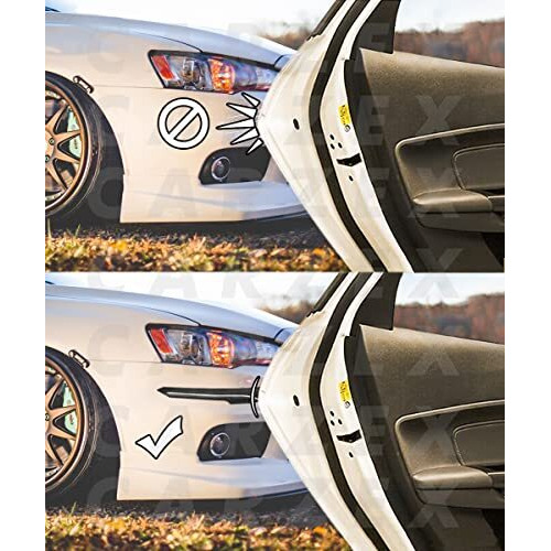 Carzex Car Bumper Guard Scratch Protector For Car/Bumper Guard With Single Chrome Strip Compatible With All Cars (Black, Set Of 4)