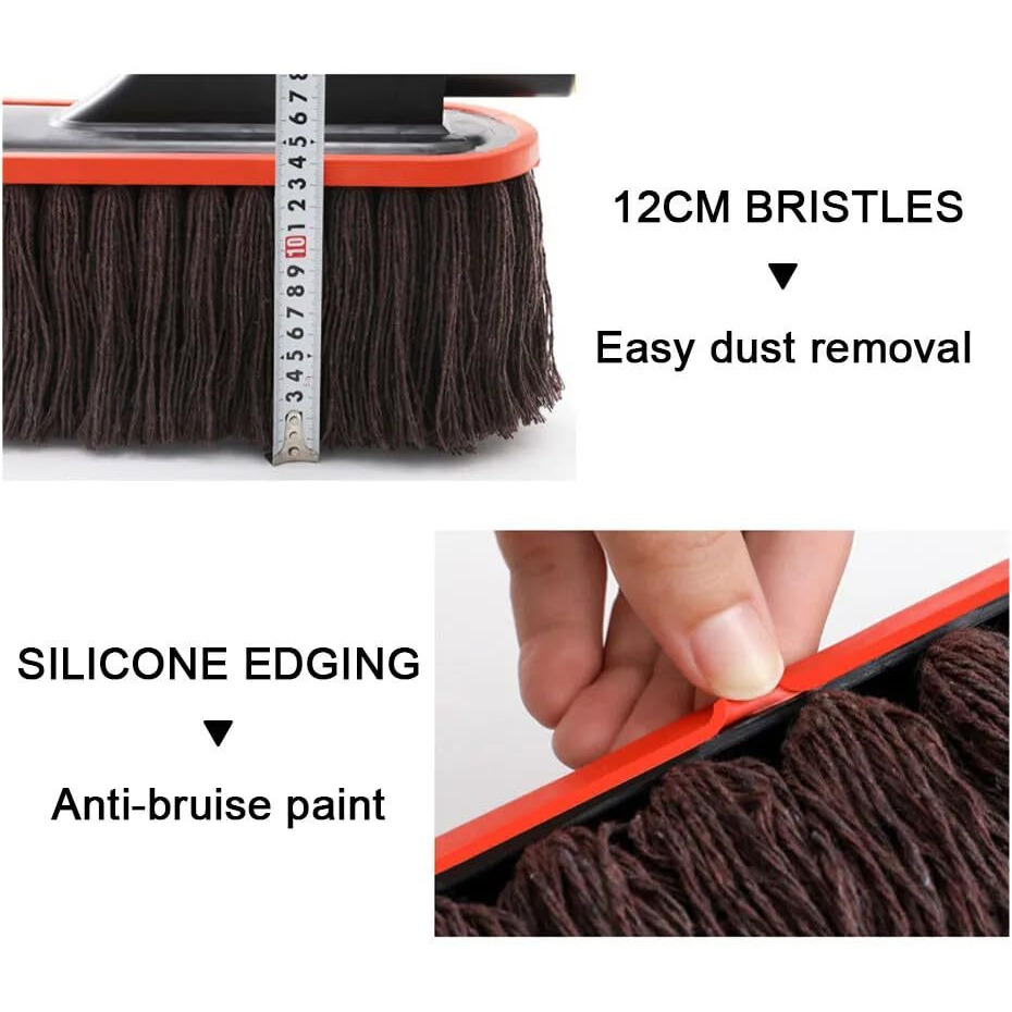 Jvcv Microfiber Car Duster Brush With Extendable Handle Scratch Free Soft Car Brush Kit For Cars Truck Suv Office Home Kitchen Motorcycle For Cleaning Dusting Polishing Washing (Brown)