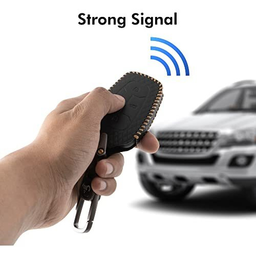 Shopoflux Leather Key Cover Compatible With Tata Nexon | Harrier | Safari | Altroz | Tigor | Ev | Punch | Tiago Ev Electric 4 Button Smart Key Only (Leather Black, 1)