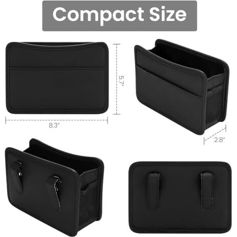 Sthira Car Organizer Small Car Organizer Pouch Clip-On Car Organizer Pouch Collapsible Pu Leather Car Organizer Pouch Trash Bin Multipurpose Car Organizer Pouch For Car Door
