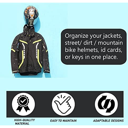 Grandbiker Helmet Stand And Jacket Hanger, Helmet Holder, Wall Mount Helmet Rack, Helmet Bracket (1)