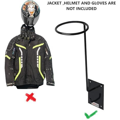 Grandbiker Helmet Stand And Jacket Hanger, Helmet Holder, Wall Mount Helmet Rack, Helmet Bracket (1)