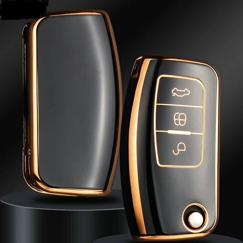 Cloudsale Tpu Car Key Cover Compatible With Fiesta, Figo, Old Ecosport Flip Key (Black)