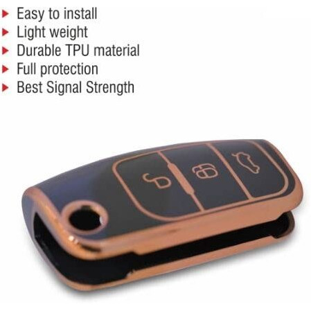 Cloudsale Tpu Car Key Cover Compatible With Fiesta, Figo, Old Ecosport Flip Key (Black)