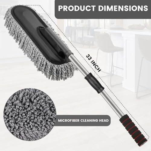 Kashival Extendable Microfiber Car Duster With Long Grip Handle  Scratch-Free, Versatile Cleaning Tool For Vehicles And Home Kitchen (Extendable Car Duster)