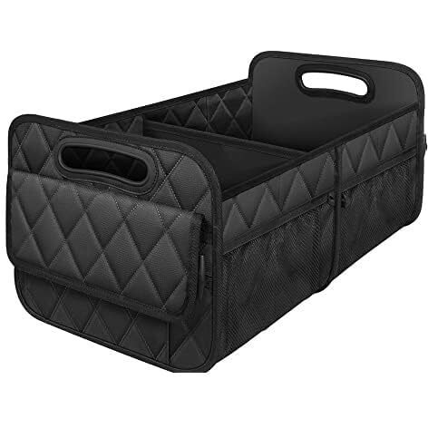 Handcuffs Polyester Car Trunk Organizer Box With Handles | Automotive Accessories | Cars Storage | Collapsible | Kids Toy | Boot | Suv | Truck | Organisers (Black, Beverages)