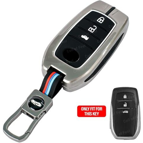 Coll Of Fest Metal Silicon Key Cover Compatible With Toyota Fortuner | Fortuner Legender | Innova Hycross | Invicto 3 Button Smart Key Special Feature Visible In Low-Light Conditions
