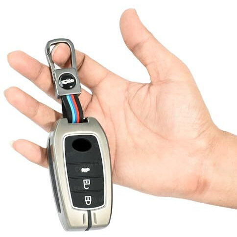 Coll Of Fest Metal Silicon Key Cover Compatible With Toyota Fortuner | Fortuner Legender | Innova Hycross | Invicto 3 Button Smart Key Special Feature Visible In Low-Light Conditions