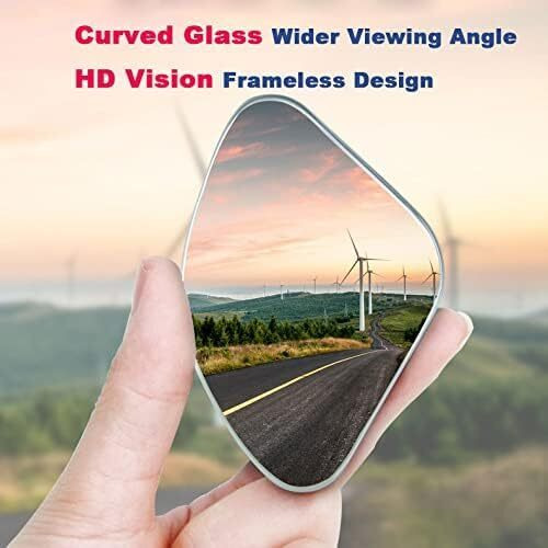 Woscher W1680 Blind Spot Mirror For Car, Rear View Convex Mirror For Car Accessories Exterior, Stick On Frameless Mirror Fits All Cars (Set Of 2, Oval)