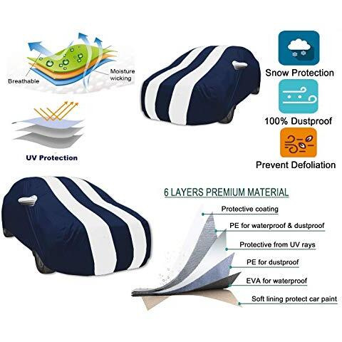 Auto Hub Car Cover Compatible With Maruti Ertiga (Model  2012-2017) With Mirror Pocket, Water Resistant, Triple Stitched, Ertiga Car Cover- Navy-White