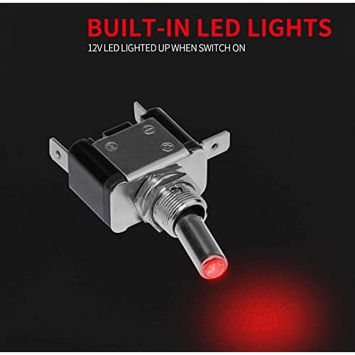 Modaxe Red Color Spst On-Off Toggle Switch With Aircraft Safety Cover For Cars, Bikes, & Other Vehicles