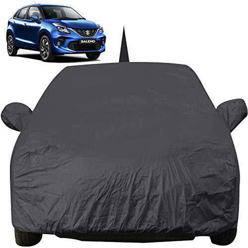 Autofact Car Body Cover For Maruti Baleno (2015 To 2021) With Mirror And Antenna Pocket (Light Weight, Triple Stitched, Heavy Buckle, Bottom Fully Elastic) (Maruti Baleno, Grey 2)