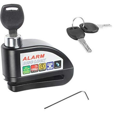 Linist Disc Brake Lock, Anti-Theft Motorcycle/Bicycle Accessories Ultra 110Db Alarm Disc Lock Motorcycle Lock 6Mm Pin Keys Scooters Bikes Bicycle