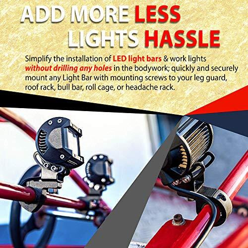 Allextreme Exflmb2 Universal Fog Light Horizontal Bar Clamp Mounting Bracket Kit With Rubber Insert For Car Jeep Suv And Off Road Vehicles (1 Pair)