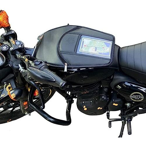 Sahara Seats Hunter 350 Mobile Pocket Tank Cover/Tank Bag - Vinyl (Black)