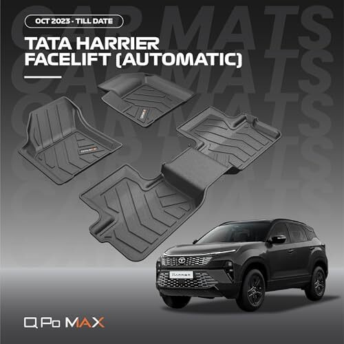Q Po Harrier Facelift Automatic (Max) Oct23-Td Tpe Car Floor Mat |Anti Slip All Weather Mats For Harrier Facelift (Automatic) (Black)