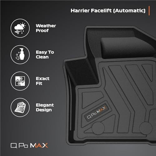 Q Po Harrier Facelift Automatic (Max) Oct23-Td Tpe Car Floor Mat |Anti Slip All Weather Mats For Harrier Facelift (Automatic) (Black)