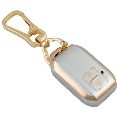 Keyzone Dtpu Key Cover & Alloy Keychain Fit For Suzuki Baleno, Swift, Ertiga, Grand Vitara, Xl6, Brezza, Fronx, Dzire, Fit For Toyota Glanza, Urban Cruiser Hyryder 2B Smart Key (Gold)
