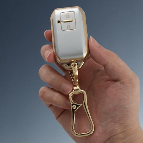 Keyzone Dtpu Key Cover & Alloy Keychain Fit For Suzuki Baleno, Swift, Ertiga, Grand Vitara, Xl6, Brezza, Fronx, Dzire, Fit For Toyota Glanza, Urban Cruiser Hyryder 2B Smart Key (Gold)