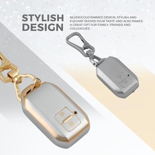 Keyzone Dtpu Key Cover & Alloy Keychain Fit For Suzuki Baleno, Swift, Ertiga, Grand Vitara, Xl6, Brezza, Fronx, Dzire, Fit For Toyota Glanza, Urban Cruiser Hyryder 2B Smart Key (Gold)