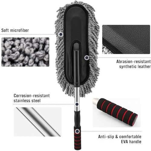Beloxy Microfiber Flexible Duster Car Wash | Car Cleaning Accessories | Brushes | Dry/Wet Home, Kitchen Interior Cleaning 2 Pcs Combo (Duster-C)