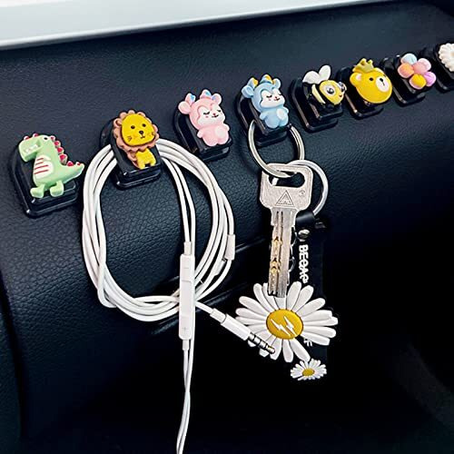 Wolpin Car Dashboard Headrest Hook/Hanger Universal Durable Organiser Space Saver For Handbag, Wallets, Grocery Bags Self Adhesive (Cartoon, Pack Of 3), Acrylonitrile Butadiene Styrene