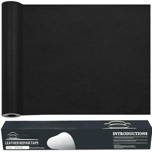 Topsellers (Black) Leather Repair Patch  Premium Self-Adhesive Leather With Super Strong Adhesive For Sofas, Car-Bike Seats, Chairs, And More  High Durability And Proven Repair Solution