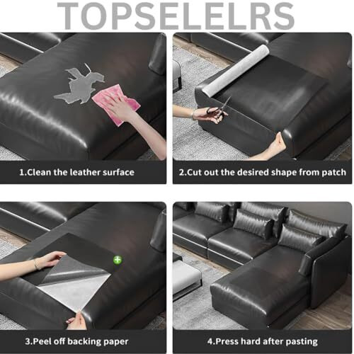 Topsellers (Black) Leather Repair Patch  Premium Self-Adhesive Leather With Super Strong Adhesive For Sofas, Car-Bike Seats, Chairs, And More  High Durability And Proven Repair Solution