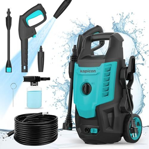 Kapicon Kp-30 Portable High Pressure Car Washer Machine, Motive Power 1800 Watts With Max Pressure 135-160 Bars, 5.5 L/Min Flow Rate, Portable For Car, Bike And Home Cleaning Purpose. (Updated Model)