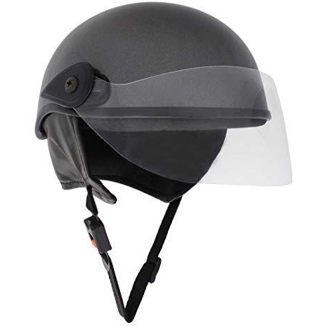 Western Era Unisex Half Helmet For Men & Women | Clear Visor | Comfort & Safety | Enhanced Design | Color - Grey Glossy (Large)