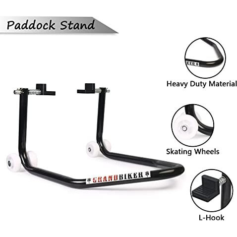 Grandbiker Rear Paddock Stand With Swing Arm Rest (Black)