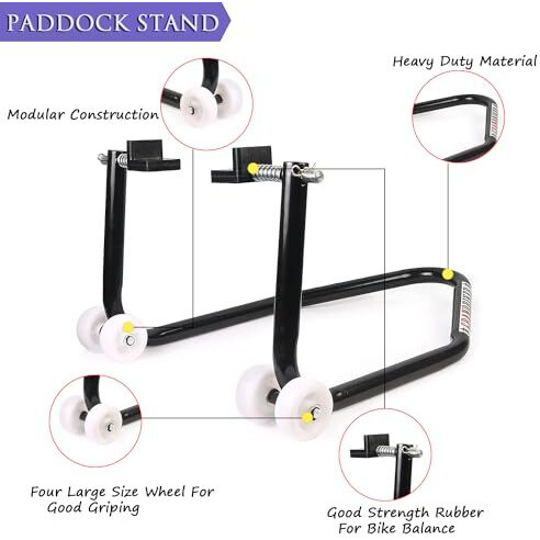 Grandbiker Rear Paddock Stand With Swing Arm Rest (Black)