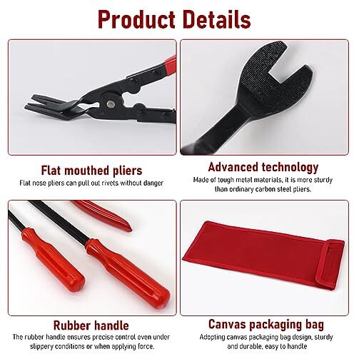 Sthira 3 Pcs Car Repair Tool, Clip Pliers Set Of 3, Rubber Clip Remover Tool, Car Trim Removal Tool Kit, Fastener Removal Tool, Pry Tool Set, Car Repairing Tool With Storage Bag