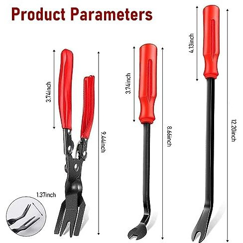 Sthira 3 Pcs Car Repair Tool, Clip Pliers Set Of 3, Rubber Clip Remover Tool, Car Trim Removal Tool Kit, Fastener Removal Tool, Pry Tool Set, Car Repairing Tool With Storage Bag