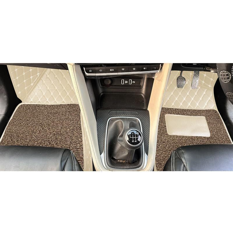 Sinex Premium 7D Car Mat Full Set For Honda City (Model  2014-2019) Luxury Leather Double Car Floor Mat Complete Set || 100% Waterproof And Washable Color  Beige